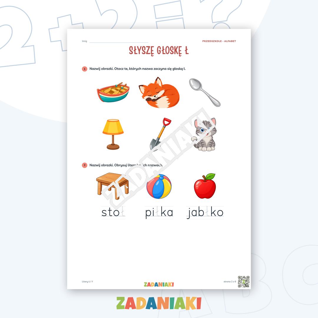 Zeszyt ćwiczeń – Litery Ł i Y: Poznaję litery drukowane (5–6 lat) — podgląd 2