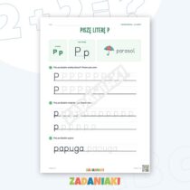 Zeszyt ćwiczeń – Litery P i N: Poznaję litery drukowane (5–6 lat) — przykładowa karta pracy 1