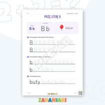 Zeszyt ćwiczeń – Litery B i G: Poznaję litery drukowane (5–6 lat) — przykładowa karta pracy 1
