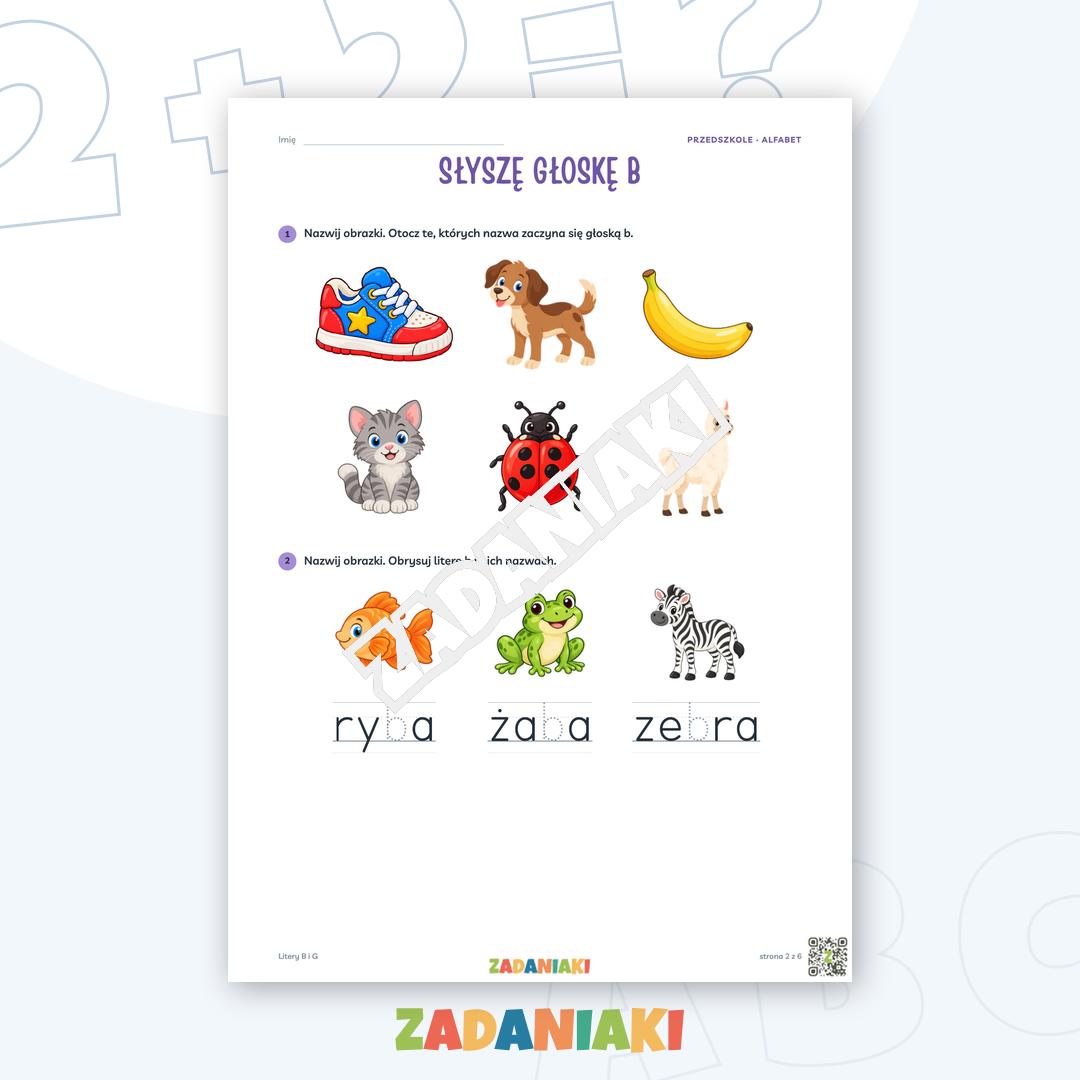 Zeszyt ćwiczeń – Litery B i G: Poznaję litery drukowane (5–6 lat) — podgląd 2