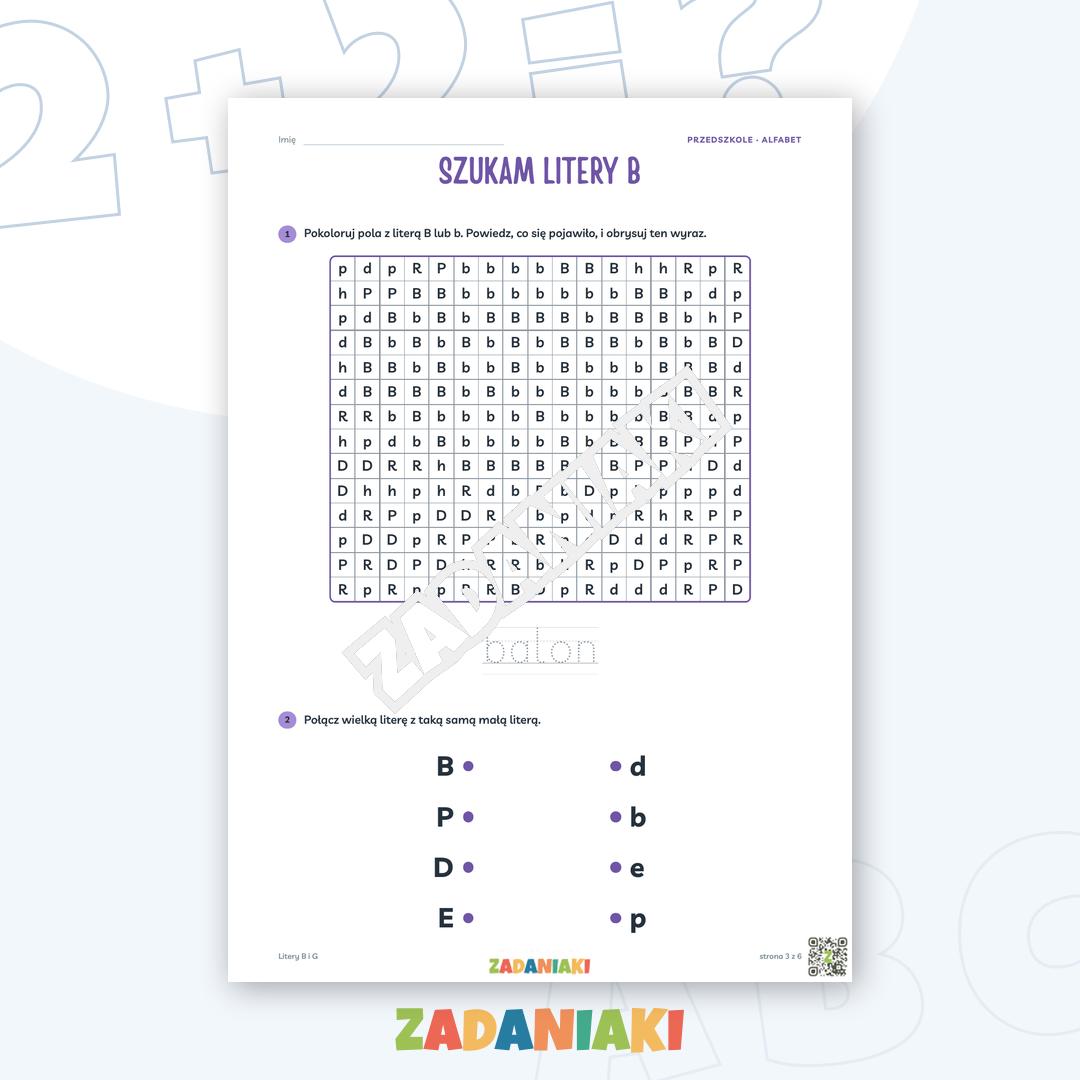Zeszyt ćwiczeń – Litery B i G: Poznaję litery drukowane (5–6 lat) — podgląd 3
