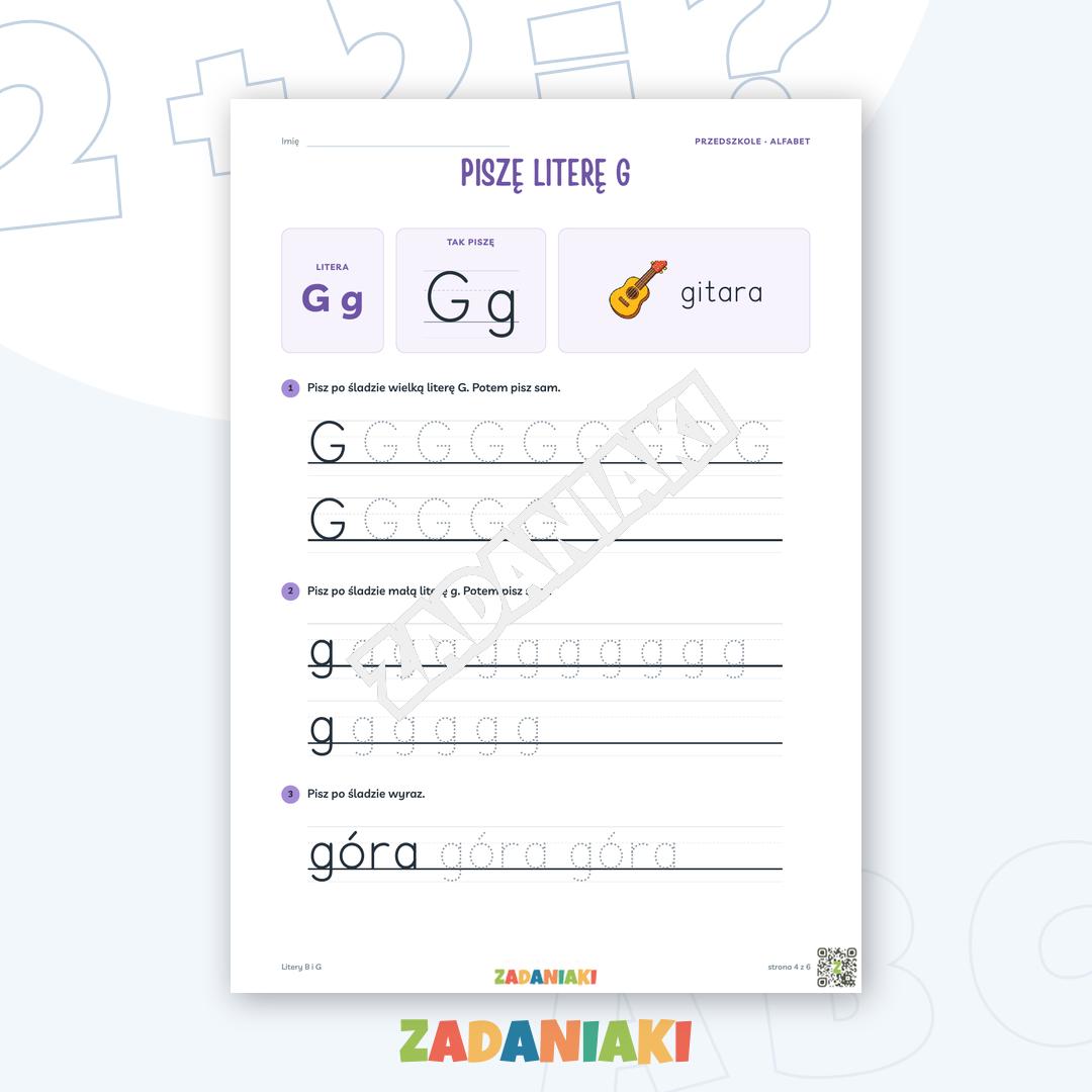 Zeszyt ćwiczeń – Litery B i G: Poznaję litery drukowane (5–6 lat) — podgląd 4