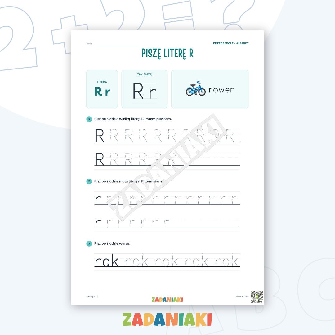Zeszyt ćwiczeń – Litery R i S: Poznaję litery drukowane (5–6 lat)