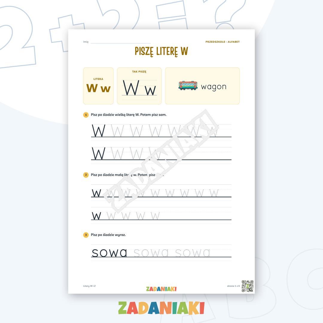Zeszyt ćwiczeń – Litery W i Z: Poznaję litery drukowane (5–6 lat)