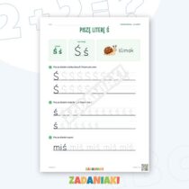 Zeszyt ćwiczeń – Litery Ś i Ć: Poznaję litery drukowane (5–6 lat) — przykładowa karta pracy 1