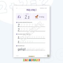 Zeszyt ćwiczeń – Litery Ź i Ń: Poznaję litery drukowane (5–6 lat) — przykładowa karta pracy 1