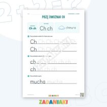 Zeszyt ćwiczeń – Dwuznaki Ch i Sz: Poznaję dwuznaki (5–6 lat) — przykładowa karta pracy 1