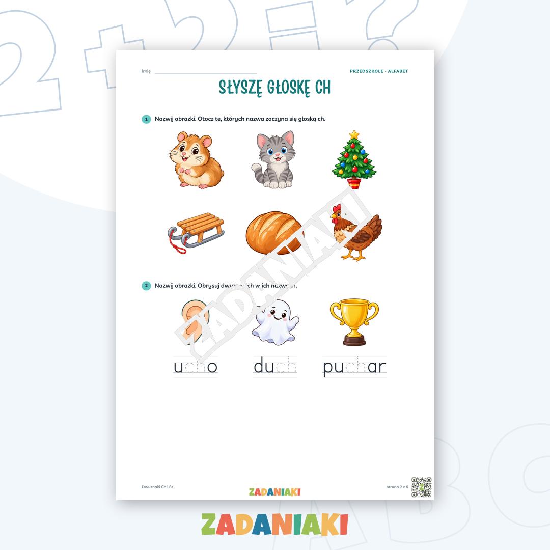Zeszyt ćwiczeń – Dwuznaki Ch i Sz: Poznaję dwuznaki (5–6 lat) — podgląd 2