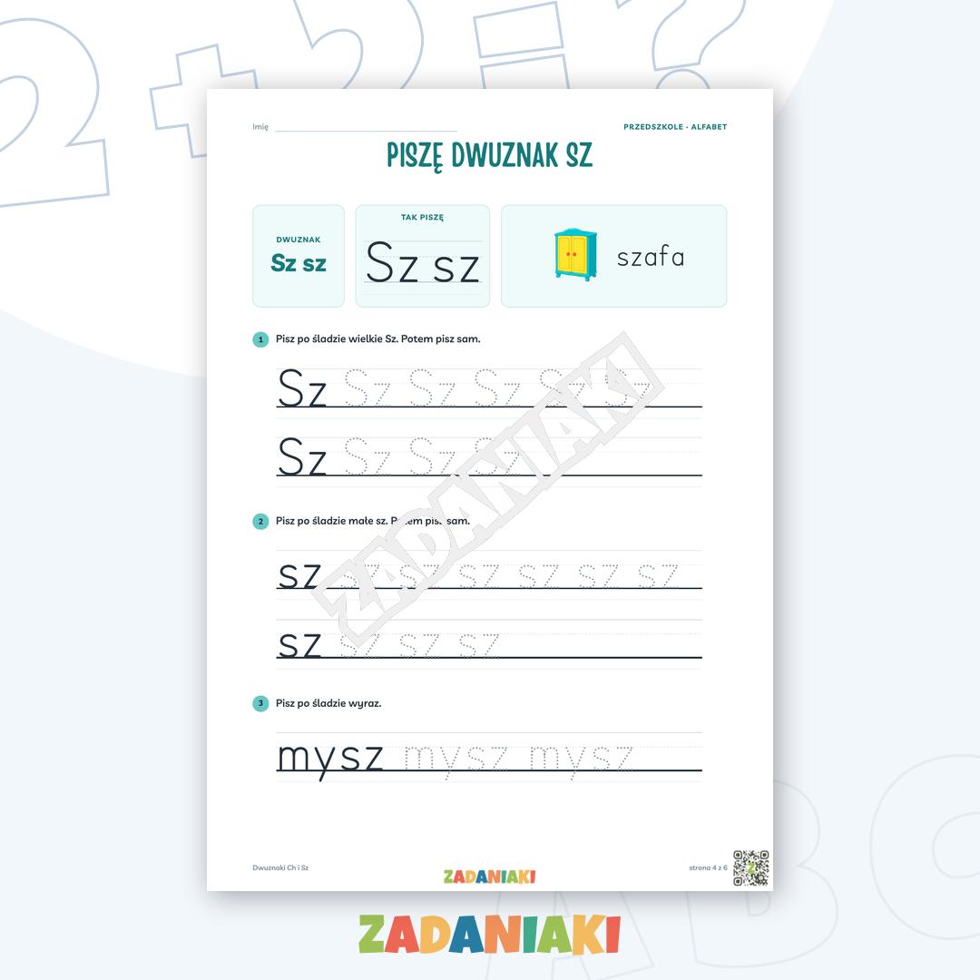Zeszyt ćwiczeń – Dwuznaki Ch i Sz: Poznaję dwuznaki (5–6 lat) — podgląd 4