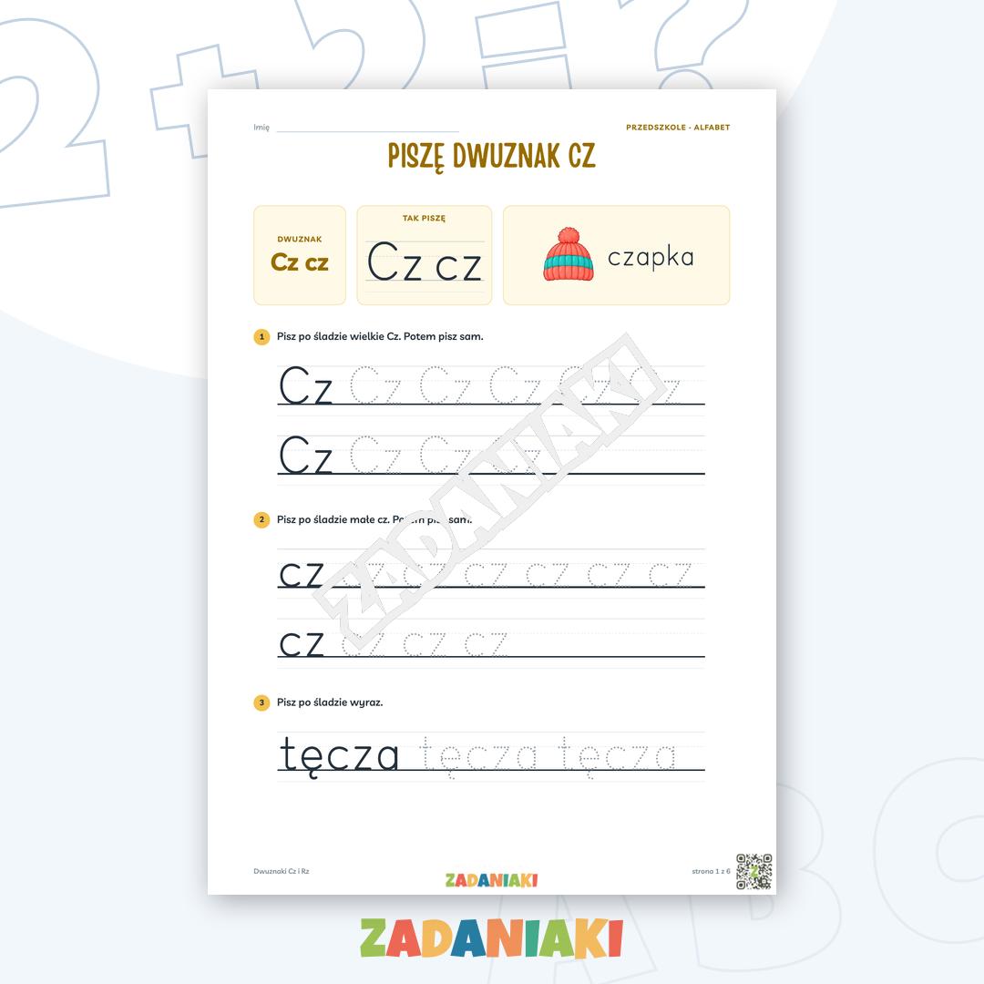 Zeszyt ćwiczeń – Dwuznaki Cz i Rz: Poznaję dwuznaki (5–6 lat)