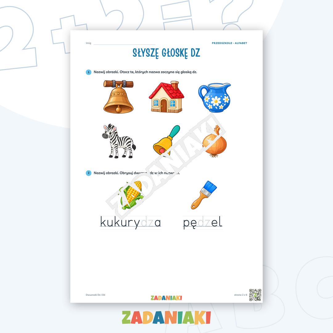 Zeszyt ćwiczeń – Dwuznaki Dz i Dź: Poznaję dwuznaki (5–6 lat) — podgląd 2