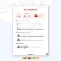 Zeszyt ćwiczeń – Dwuznak Dż i powtórka: Poznaję dwuznaki (5–6 lat) — przykładowa karta pracy 1