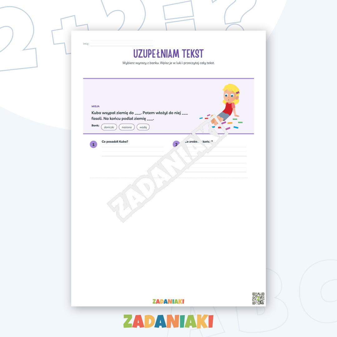 Zeszyt ćwiczeń – Uzupełniam krótki tekst: dobieraj wyrazy pasujące znaczeniem i formą — podgląd 2
