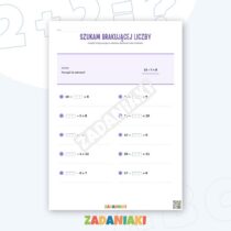 Zeszyt ćwiczeń – Znajduję brakującą liczbę: uzupełniaj okienka i korzystaj z działań odwrotnych — przykładowa karta pracy 2