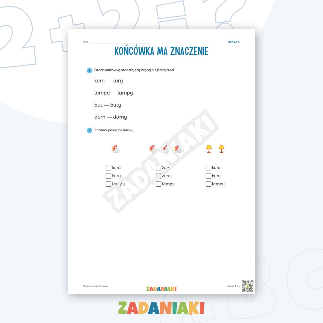 Zeszyt ćwiczeń – Czytam całą końcówkę: Czytam i wyciągam wnioski