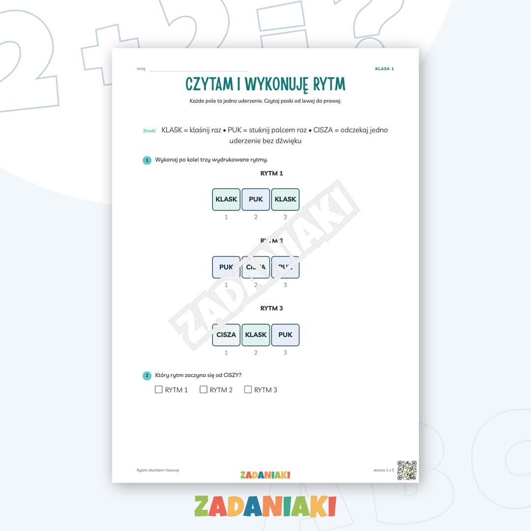 Zeszyt ćwiczeń – Rytm: słucham i tworzę: Słucham, rozpoznaję i tworzę rytmy