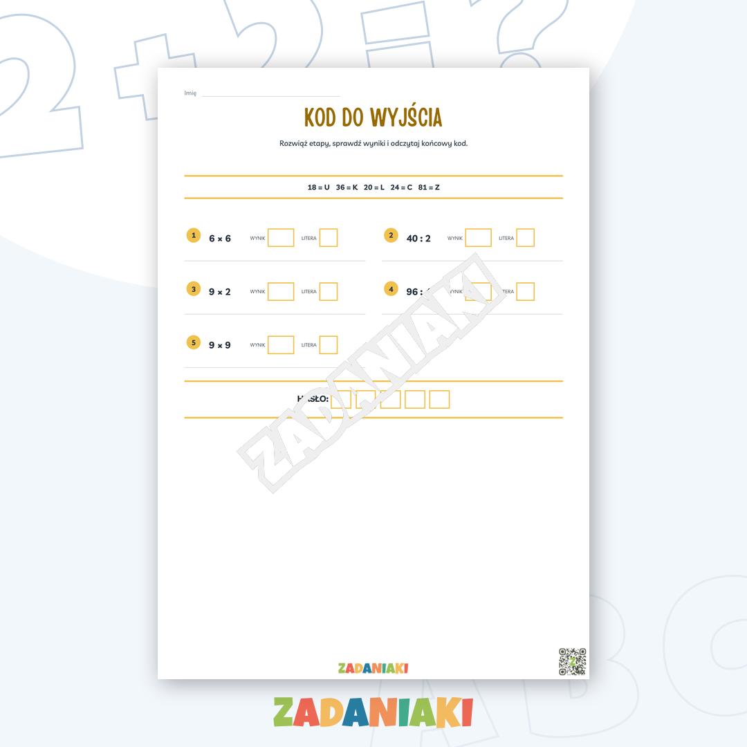 Zeszyt ćwiczeń – MINI ESCAPE ROOM: Ucieknij dzięki mnożeniu i dzieleniu