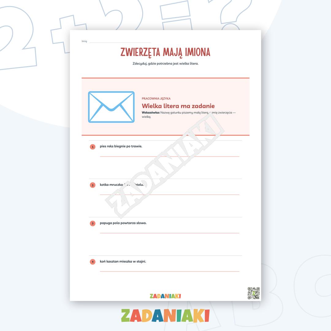 Zeszyt ćwiczeń – Wielka litera i nazwy własne: opanuj pisownię imion i nazw geograficznych — podgląd 3