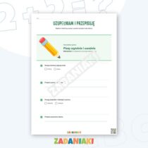Zeszyt ćwiczeń – Pisanie całymi zdaniami: czytelne przepisywanie i uzupełnianie zdań — przykładowa karta pracy 2