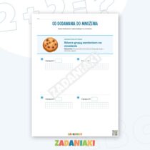 Zeszyt ćwiczeń – Mnożenie na równych grupach: zamień rysunek i dodawanie na zapis mnożenia — przykładowa karta pracy 1