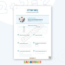 Zeszyt ćwiczeń – Tabele, piktogramy i wnioski: czytaj dane i odpowiadaj bez zgadywania — przykładowa karta pracy 1