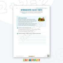 Zeszyt ćwiczeń – Wybieram główną myśl: Czytam i wyciągam wnioski — przykładowa karta pracy 1