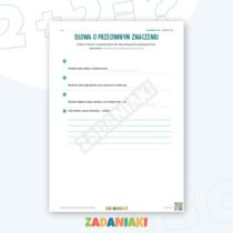 Zeszyt ćwiczeń – Synonimy i antonimy w zdaniach: Dobieram słowa świadomie — przykładowa karta pracy 2