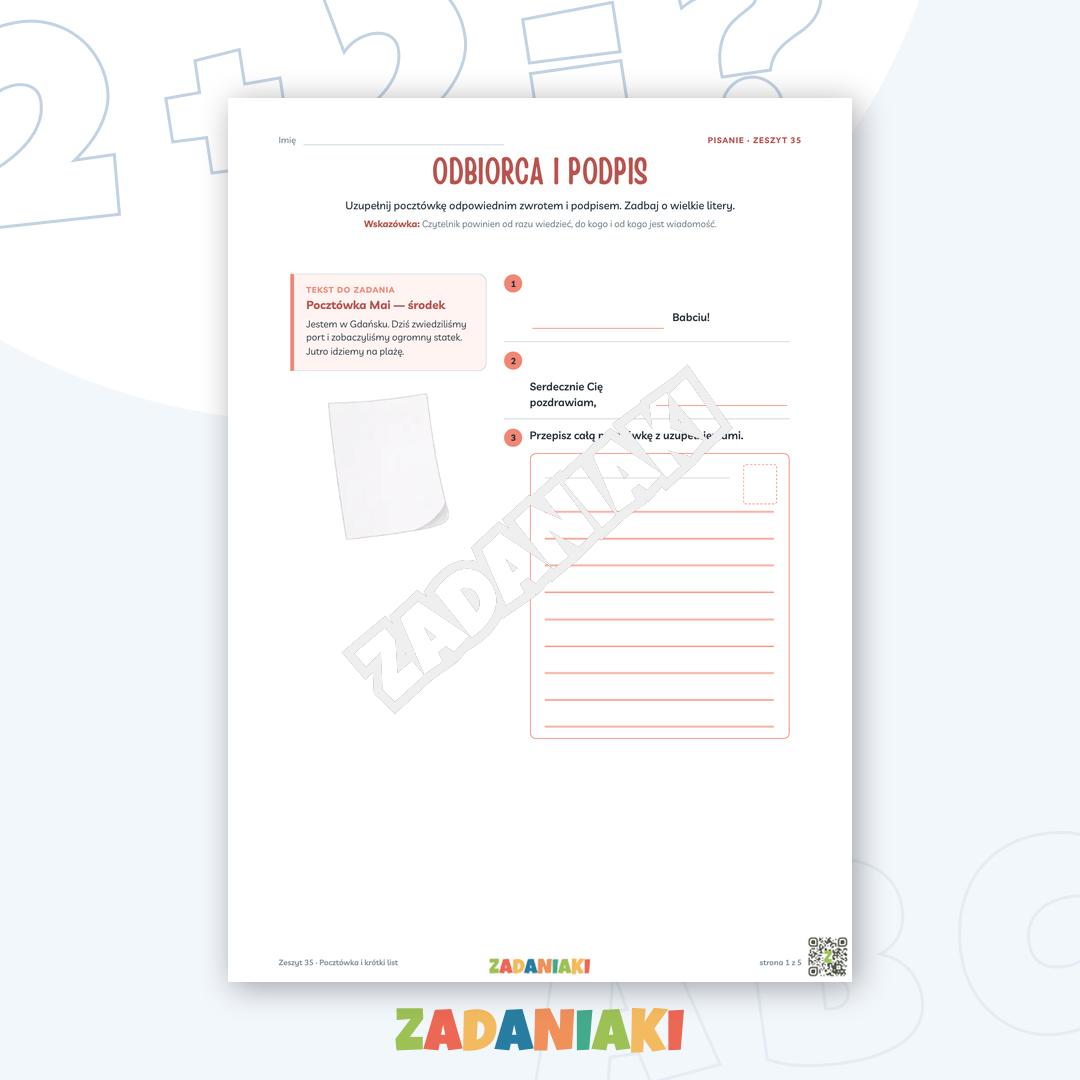 Zeszyt ćwiczeń – Pocztówka i krótki list: Piszę samodzielnie krok po kroku