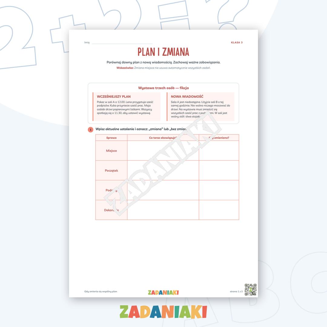 Zeszyt ćwiczeń – Gdy zmienia się wspólny plan: Buduję poprawne zdania