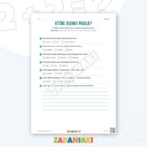 Zeszyt ćwiczeń – Słowa precyzyjne i pasujące: Dobieram słowa świadomie — przykładowa karta pracy 1