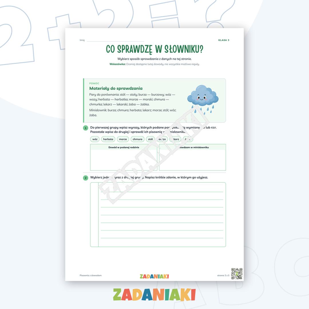 Zeszyt ćwiczeń – Pisownia z dowodem: Piszę poprawnie w tekście — podgląd 3