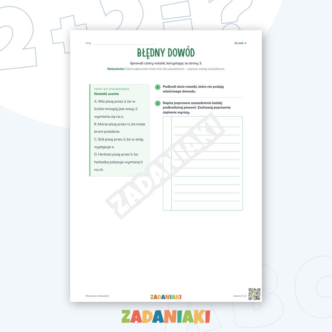 Zeszyt ćwiczeń – Pisownia z dowodem: Piszę poprawnie w tekście — podgląd 4