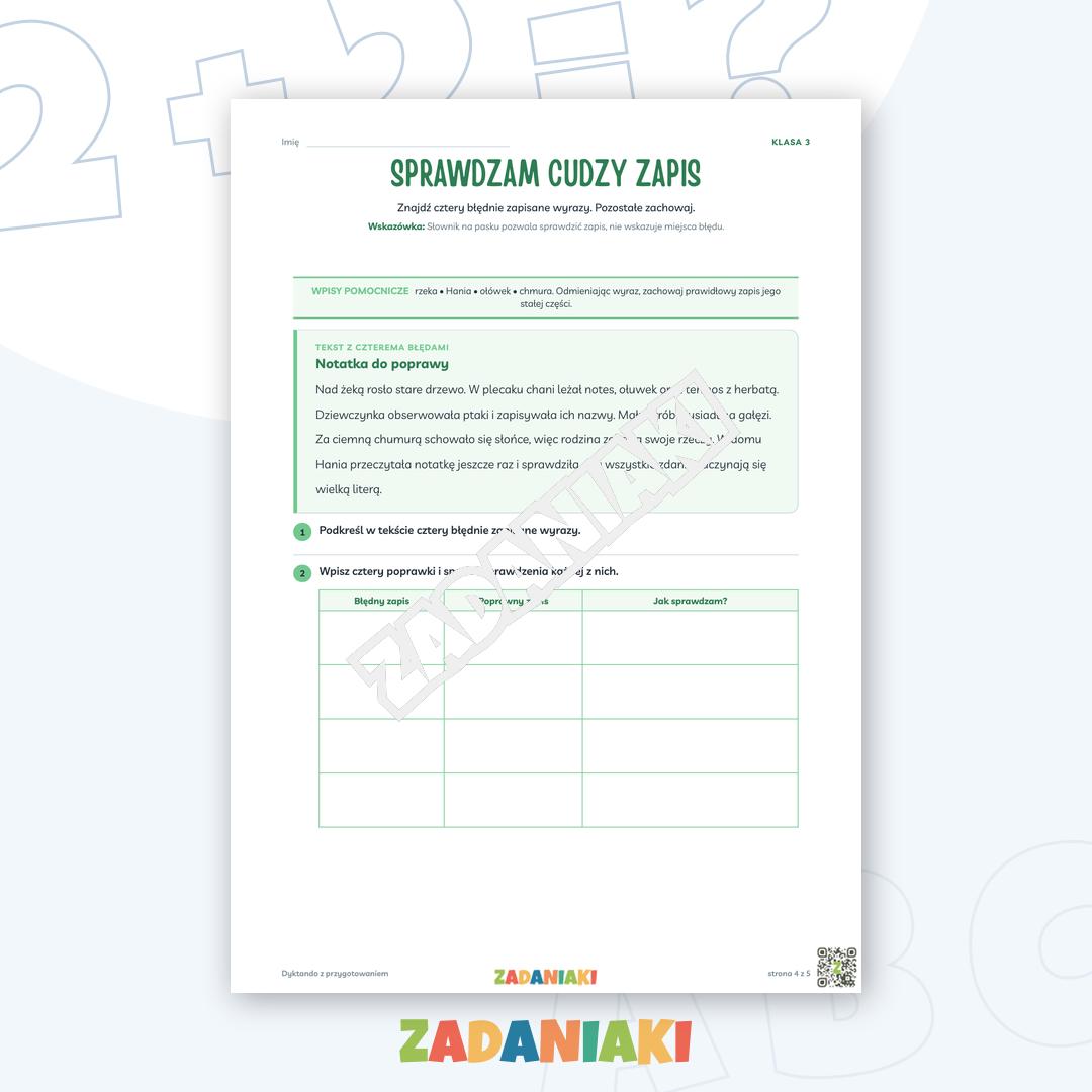 Zeszyt ćwiczeń – Dyktando z przygotowaniem: Piszę poprawnie w tekście — podgląd 4