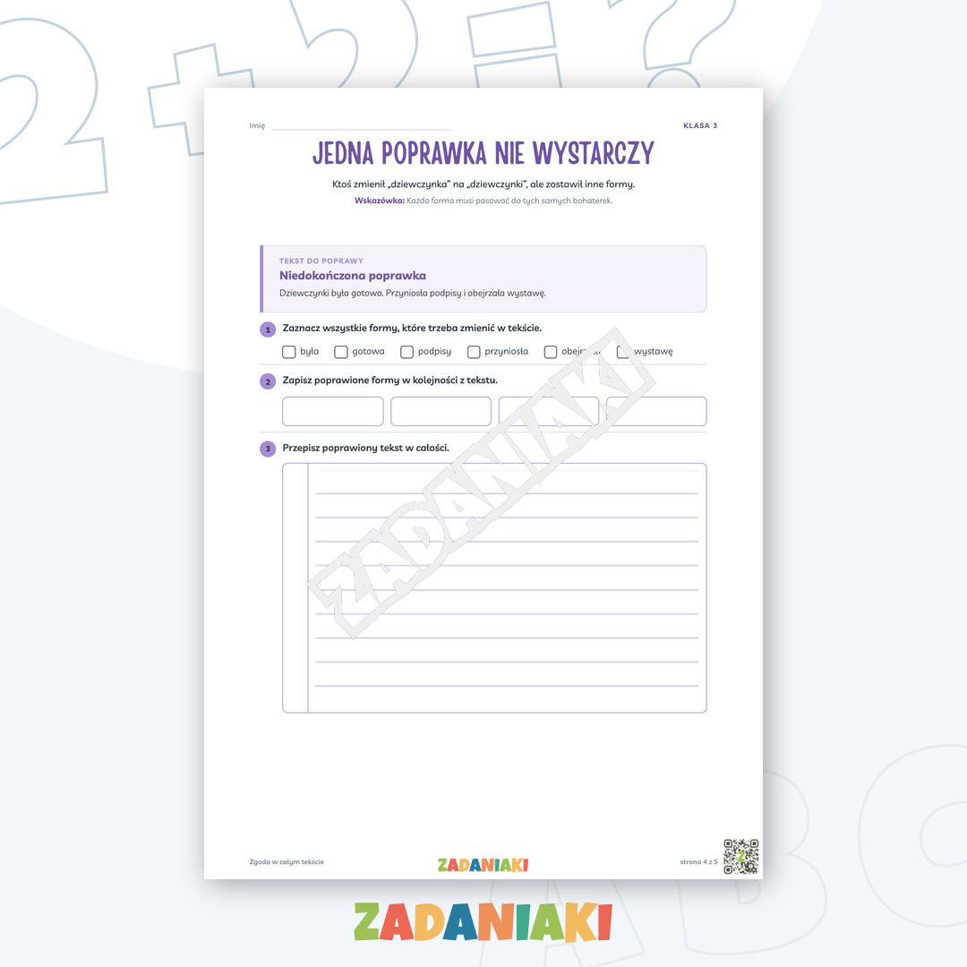 Zeszyt ćwiczeń – Zgoda w całym tekście: Buduję poprawne zdania — podgląd 4