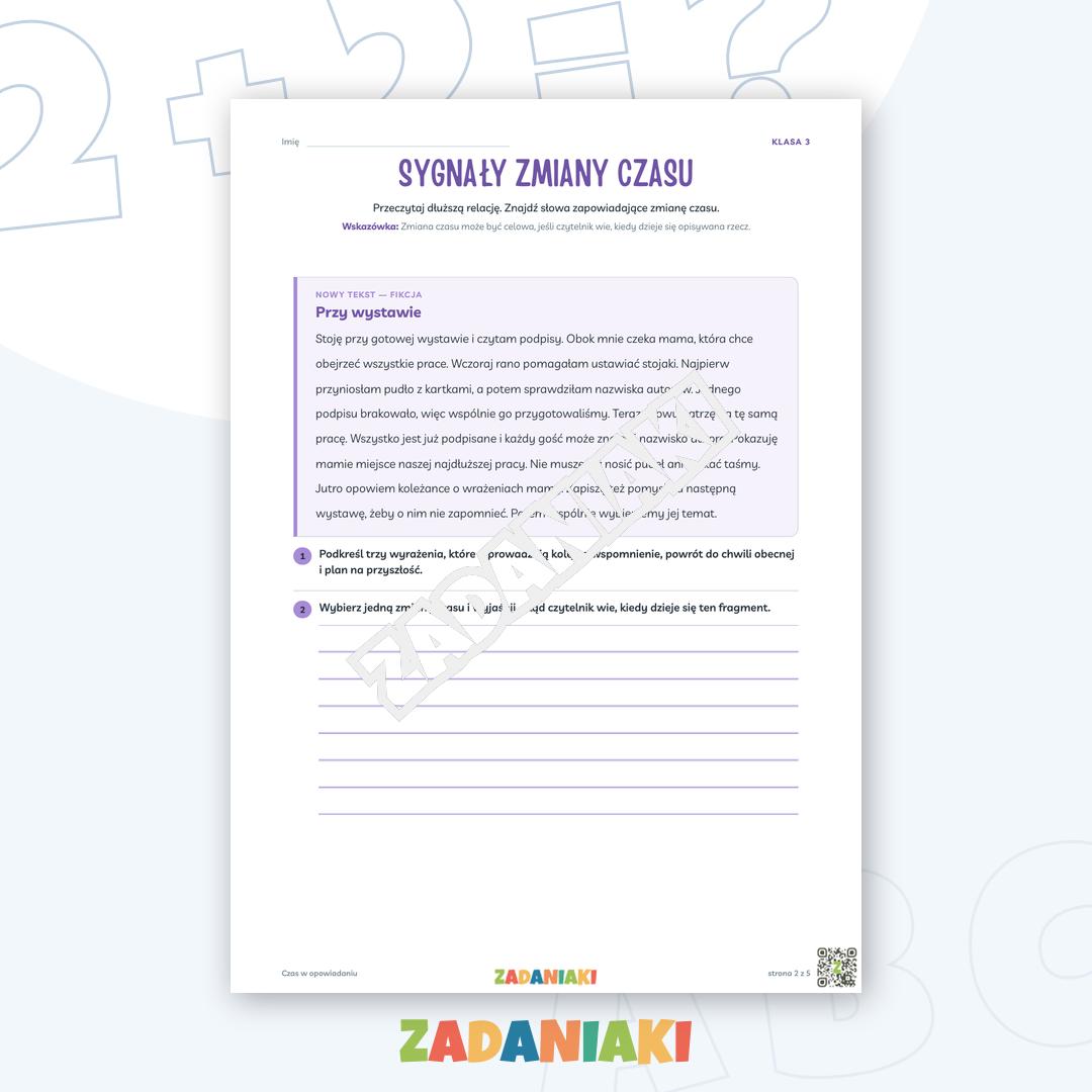 Zeszyt ćwiczeń – Czas w opowiadaniu: Buduję poprawne zdania — podgląd 2