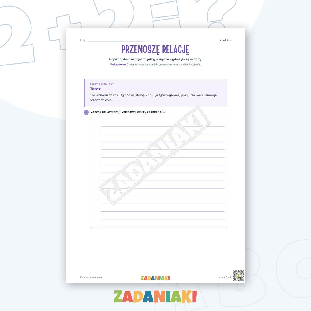 Zeszyt ćwiczeń – Czas w opowiadaniu: Buduję poprawne zdania — podgląd 3