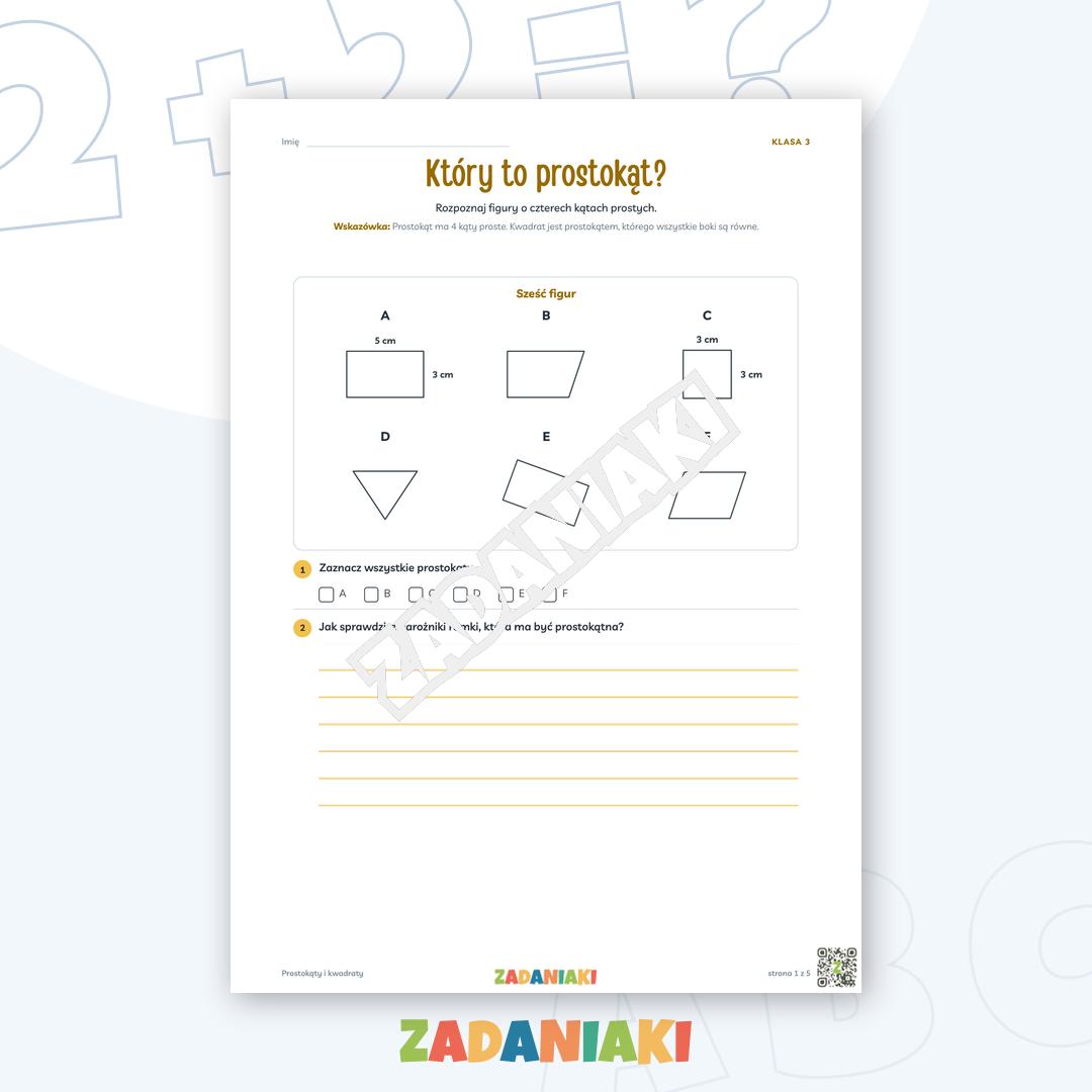 Zeszyt ćwiczeń – Prostokąty i kwadraty: Ćwiczę język i logiczne myślenie
