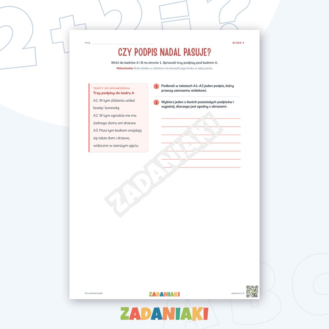 Zeszyt ćwiczeń – Co zmienia kadr: Piszę samodzielnie krok po kroku — podgląd 4