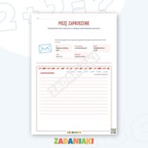 Zeszyt ćwiczeń – Pisanie zaproszenia: gotowy schemat i 5 zadań do ćwiczeń — przykładowa karta pracy 1