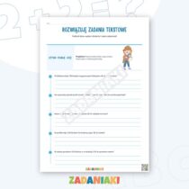 Zeszyt ćwiczeń – Zadania tekstowe: czytam, planuję i wybieram działanie — przykładowa karta pracy 1