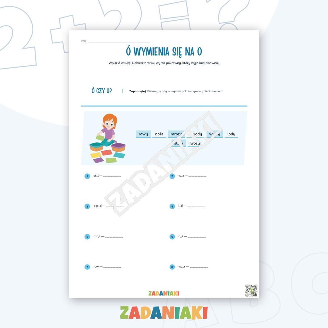 Zeszyt ćwiczeń – Ortografia ó i u: 5 kart do pewniejszej pisowni