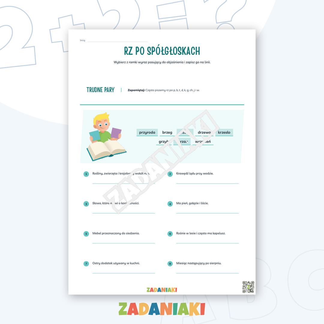 Zeszyt ćwiczeń – Ortografia rz, ż, ch i h: trenuj poprawną pisownię na 5 kartach
