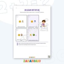 Zeszyt ćwiczeń – Historyjki obrazkowe i komiks: ćwicz układanie wydarzeń i pisanie dialogów — przykładowa karta pracy 1