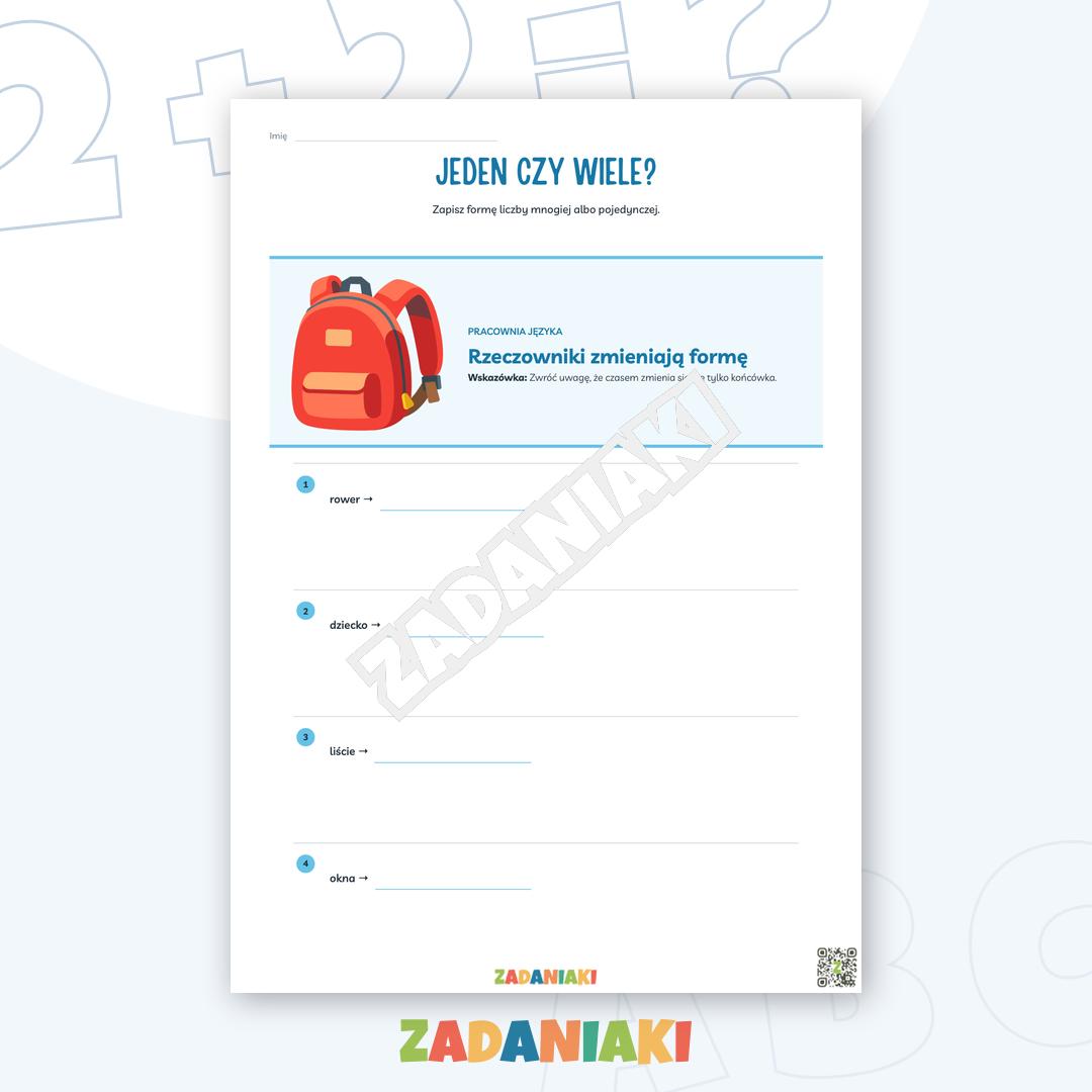 Zeszyt ćwiczeń – Rzeczownik: liczba i rodzaj bez zgadywania