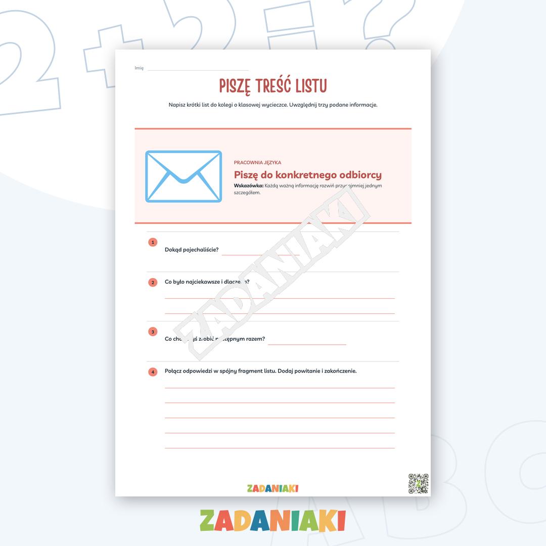 Zeszyt ćwiczeń – List prywatny i e-mail: przećwicz budowę listu i dobierz właściwy ton — podgląd 3