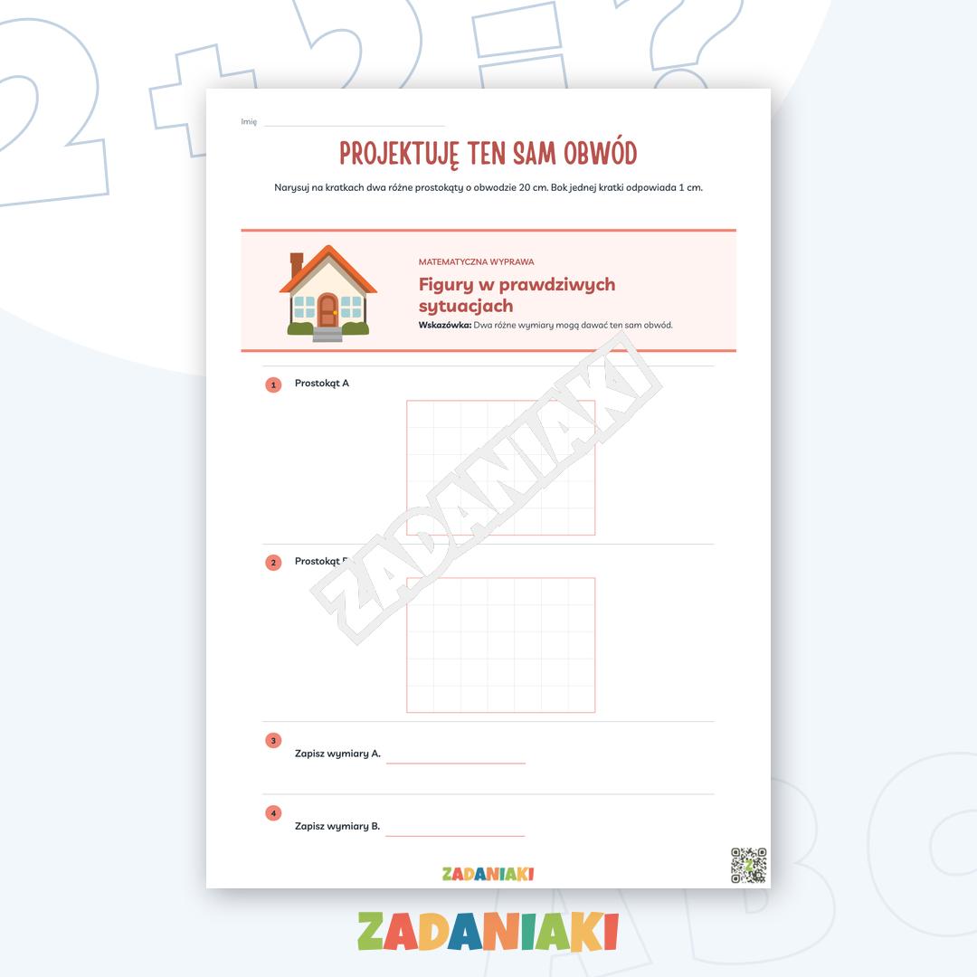 Zeszyt ćwiczeń – Geometria w praktyce: trenuj figury i obwód na konkretnych zadaniach — podgląd 3