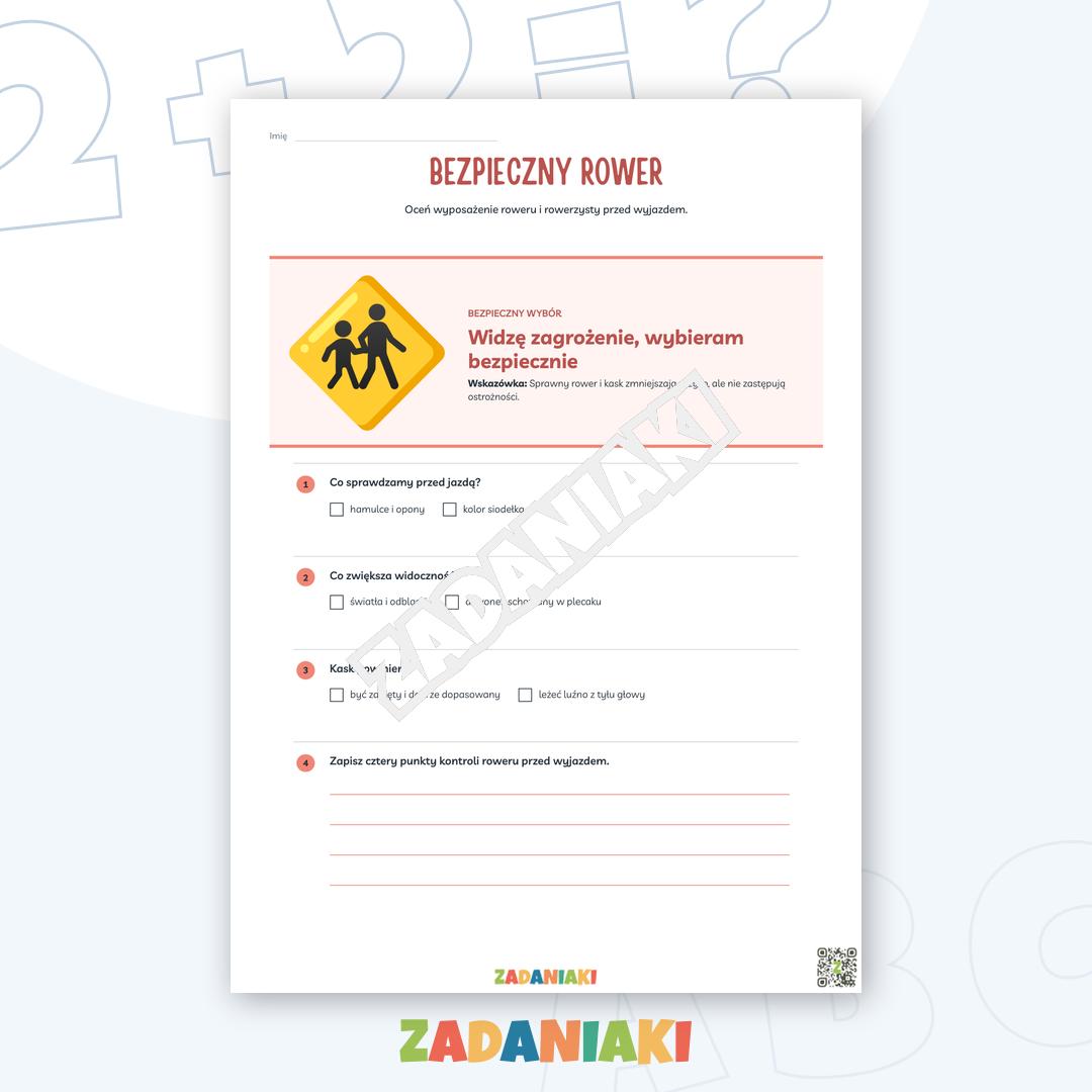 Zeszyt ćwiczeń – Bezpieczny pieszy i rowerzysta: 5 kart, które utrwalają dobre nawyki na drodze — podgląd 3