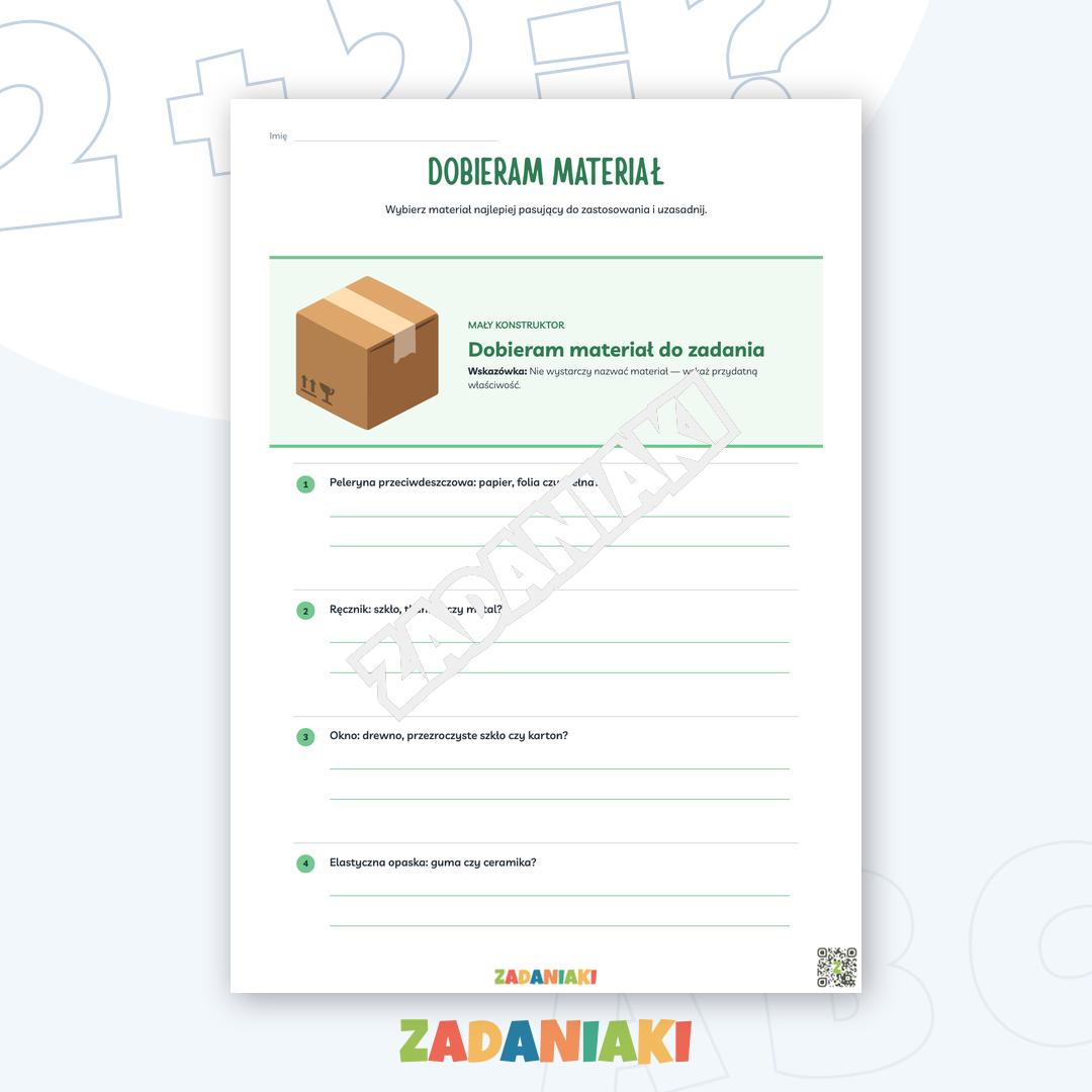 Zeszyt ćwiczeń – Materiały i ich właściwości: dopasuj cechę do przedmiotu i uzasadnij wybór — podgląd 2