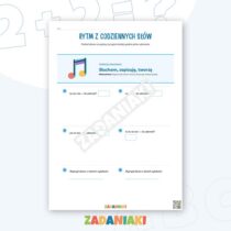 Zeszyt ćwiczeń – Muzyka: rytm, tempo i nastrój: ćwicz słuch i twórz własne rytmy — przykładowa karta pracy 1