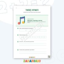 Zeszyt ćwiczeń – Muzyka: rytm, tempo i nastrój: ćwicz słuch i twórz własne rytmy — przykładowa karta pracy 2